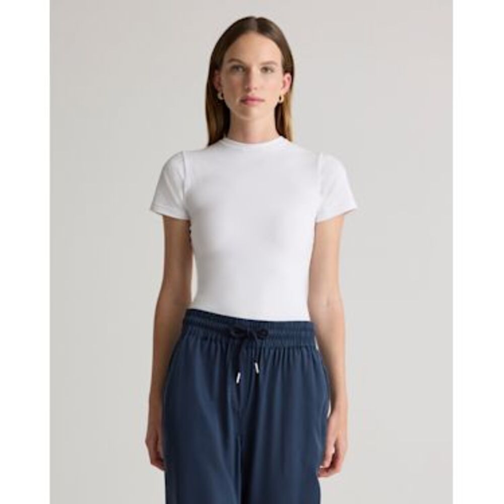 Quince Stretch Cotton Jersey Fitted T-Shirt XL in Soft White